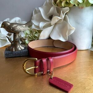 Ultra Rare! VNWOT Coach Wide Leather Belt in Red Leather with Matching Hang Tag